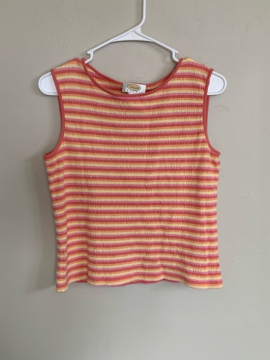 Talbots Tops - Talbots Petites Striped Knit Scoop Neck Sleeveless Smocked Tank Top Women’s Sz S